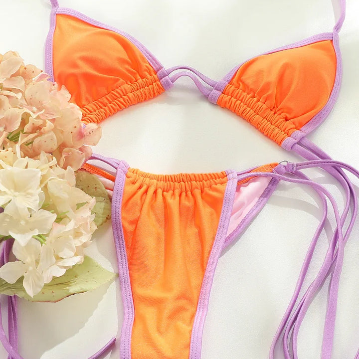 Rinabe Bandage Swimwear Swimsuit Women Triangle Bikinis Micro Thongs Bathing Suits Sexy Biquini Brazilian Beachwear