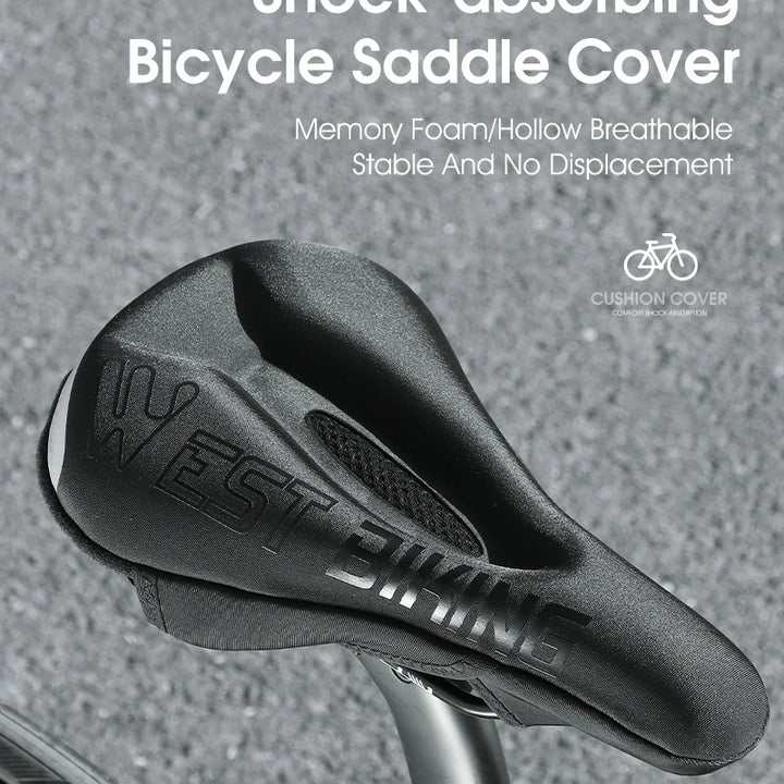 WEST BIKING Comfortable Bicycle Saddle Cover Breathable Rebound Silicone Foam Bike Seat Cover With Rain Cover Bike Accessories