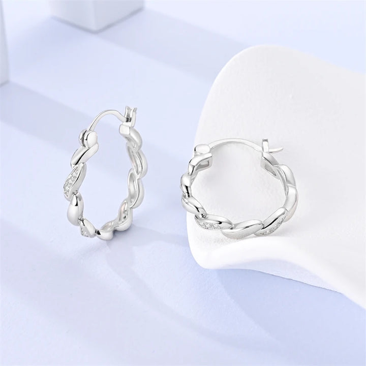 925 Sterling Silver Earring Round Shape Hoop Earrings Color Zircon Geometry Simple Jewelry Women Girl Evening Party Gifts