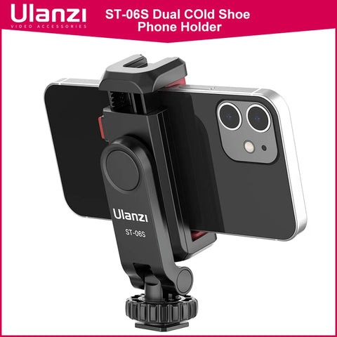 Ulanzi ST-06S Vertical Phone Mount Holder Tripod With Cold Shoe For Mic Light Phone Clip For iPhone 12 Vlog Holder Smartphone
