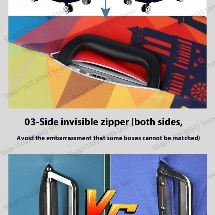 For18-32Inch Luggage Cover Elastic Suitcase Cover Full Body Print Suitcase Protective Case Suitcase Luggage Protector Dust Cover