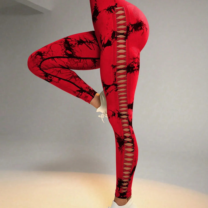 Tie Dye Seamless Leggings for Women High Waist Yoga Pants, Scrunch Butt Lifting Elastic Tights, Side mesh design