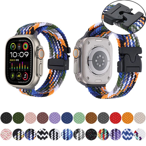 Nylon Canvas Watch Strap for Apple iWatch Series 10 42mm 46mm Ultra 1/2 49mm  S9 8 7 41mm 45mm  S4-6 40mm 44mm Parachute Buckle