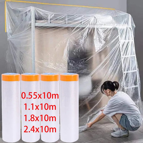 10M Self-adhesive Dustproof Film Furniture Dust Protection Masking Film Home Waterproof Plastic Film Wall Painting Protect Cover