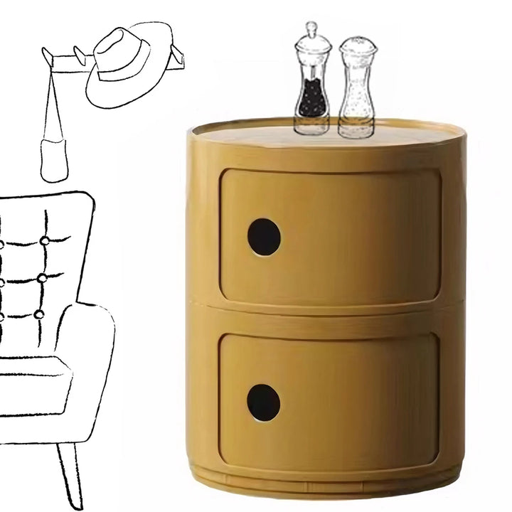 2/3 Layer Nordic Round Bedside Table Bedroom Small Side End Table Plastic Storage Cabinet for Living Room Bedroom