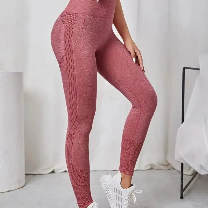 Women Seamless Solid Leggings Knit Slim Leggings High Waist Hip Liftting Fashion Elastic Fitness Yoga Tights Gym Workout Pants