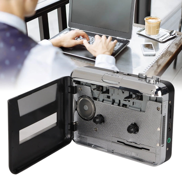 Tape to MP3 Converter Stereo 3.5mm Portable USB Cassette Player with Earphone for Laptop PC Portable Cassette Player