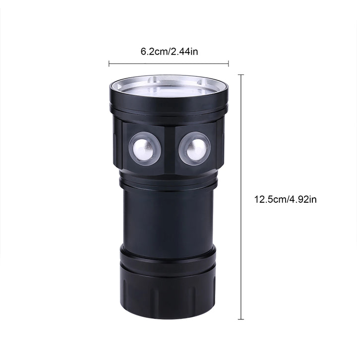 Camp Flashlight Underwater Flashlight Waterproof Lamp IPX8 18000lm 500M Flashlight Waterproof Lamp Light Underwater Outdoor Camp