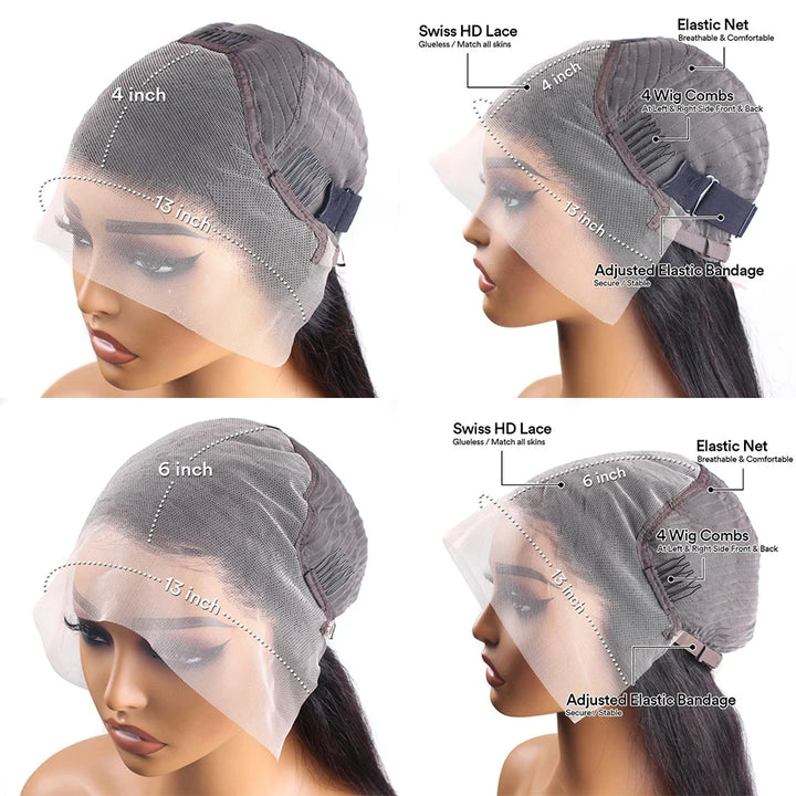 13x6 HD Water Wave Wigs Lace Frontal Human Hair Wig 13x4 Transparent Lace Front Wig 32 40 Inch Brazilian Human Hair Curly Wigs
