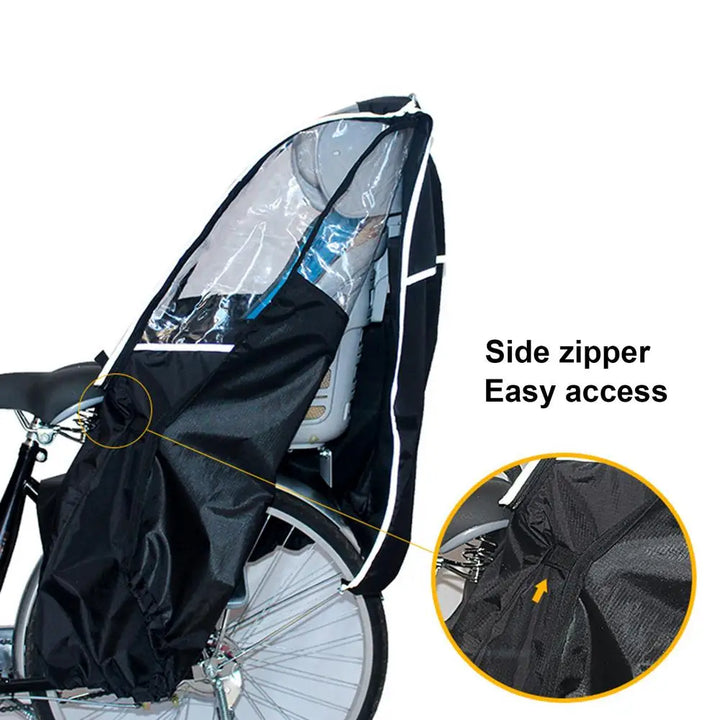 Bike Rear Child Seat Rain Cover Rain And Wind Cover For Bike Child Seat Windproof & Breathable With Transparent Window