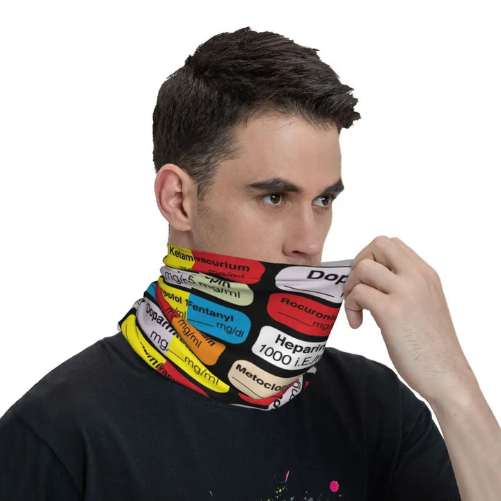Custom Nursing Pattern Nurse Bandana Neck Gaiter for Ski Cycling Women Men Wrap Scarf Health Care Headband Warmer