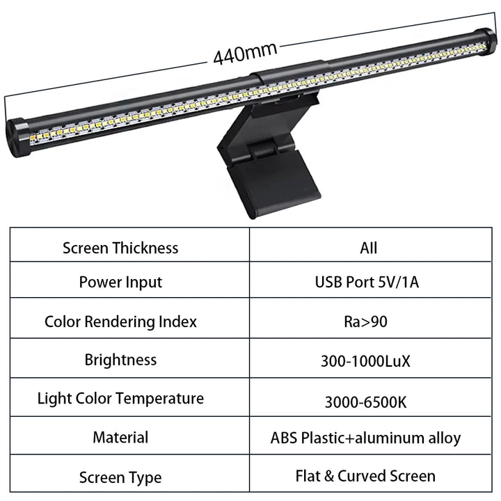 BEIMU Screen Light Desk Lamp Computer Monitor Light Bar Screen Hanging Light Table Lamp Monitor Laptop Light USB Study Read Lamp