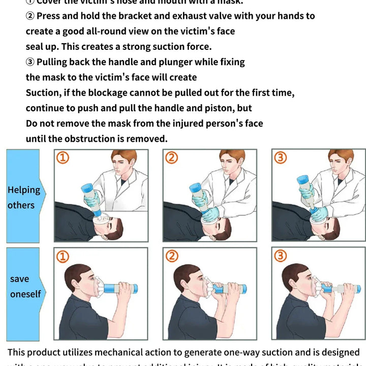 Heimlich Maneuver Anti Choking Rescue Device Anti Asphyxia Face Mask Emergency Home Rescue Adults & Children First Aid Kit