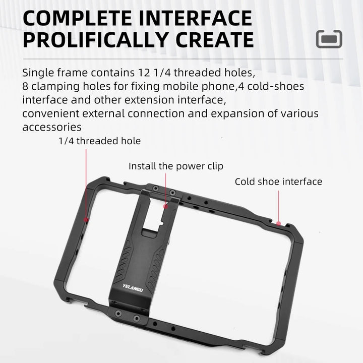 YELANGU Universal Smartphone Video Rig Phone Cage Handle For iPhone Android Handheld Stabilizer Accessories for Cell Phone