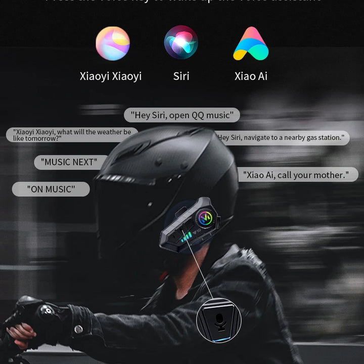 Y10 Motorcycle Helmet Bluetooth Headset 2000Mah Super Long Standby Wireless Hands-free Waterproof Motorbike Earphone