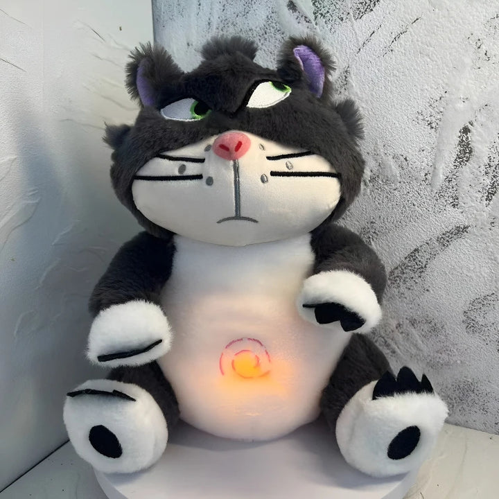 Stock soothing new breath light sound cute leering cat music early education doll stuffed animals