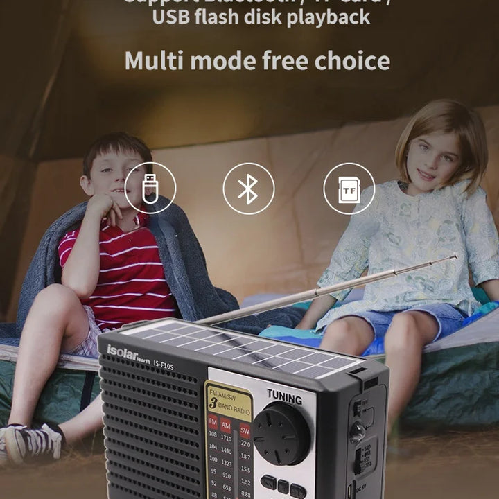 Wireless Bluetooth Speaker LED Flashlight FM AM SW Radio Solar Charging Emergency Radio Full Band High Sensitivity