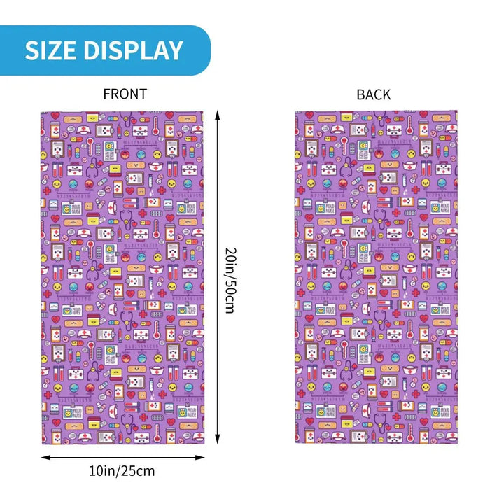 Custom Nursing Pattern Nurse Bandana Neck Gaiter for Ski Cycling Women Men Wrap Scarf Health Care Headband Warmer