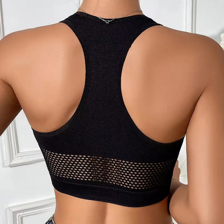 Sexy Tank Tops Women  Fishnet Hollow Out Sports Off Shoulder Crop Top Female Outwear Stretch Comfortable Casual Tanks Chic Vest