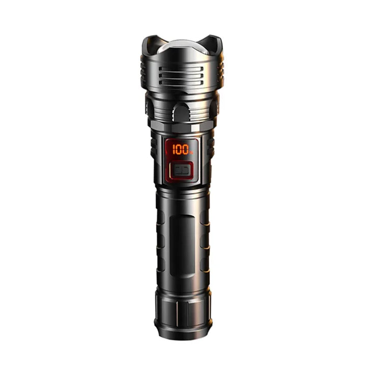 FLSTAR FIRE White Laser LED Tactical Flashlight Outdoors Camping USB Rechargeable Lantern Digital Display Telescopic Zoom Torch