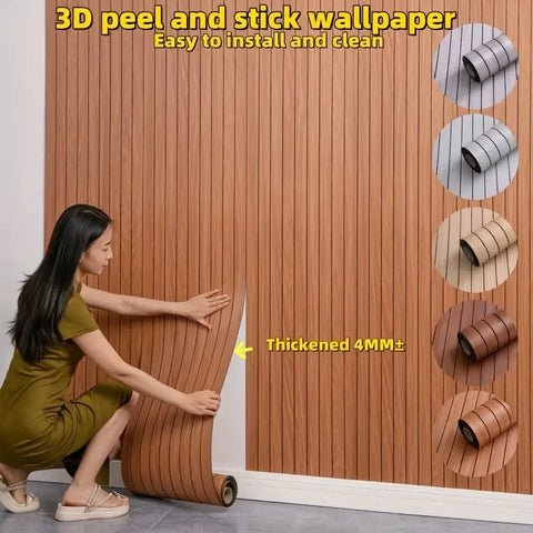 Moisture Resistant, Suitable for Tenants Easy to Apply 3D Wood Grain Peel and Stick Wallpaper - Waterproof Removable Vinyl DIY H