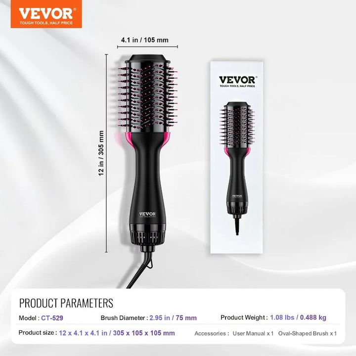 Hair Blow Dryer Brush Ionic Hair Dryer and Styler with 2.95 Oval Barrel