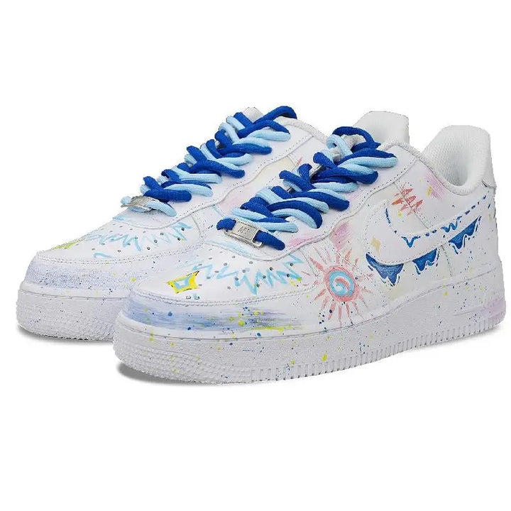【Customize】Nike Air Force 1 Skateboarding Shoes Men Low-top Blue Sneakers shoes CW2288-111