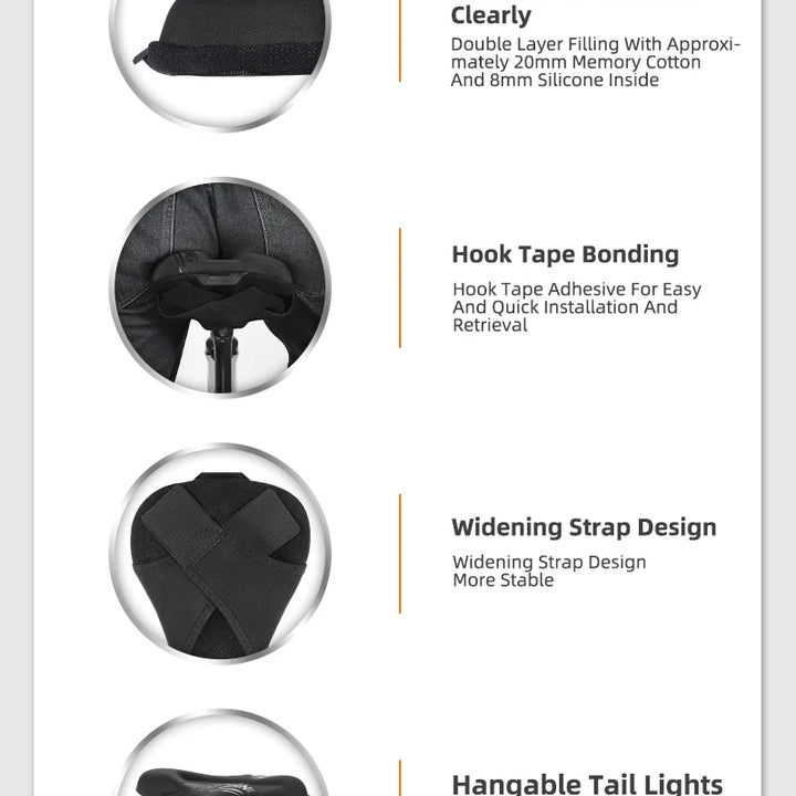WEST BIKING Comfortable Bicycle Saddle Cover Breathable Rebound Silicone Foam Bike Seat Cover With Rain Cover Bike Accessories
