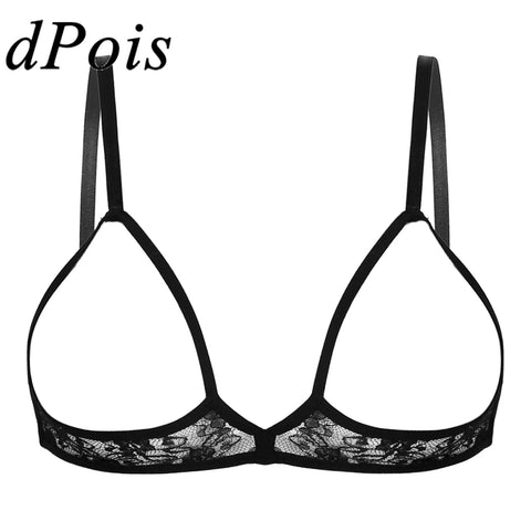 Womens Sheer Floral Lace Open Cups Bra Wireless Bra Adjustable Straps Unlined Bralette Sexy Lingerie Underwear Woman Bras Tops