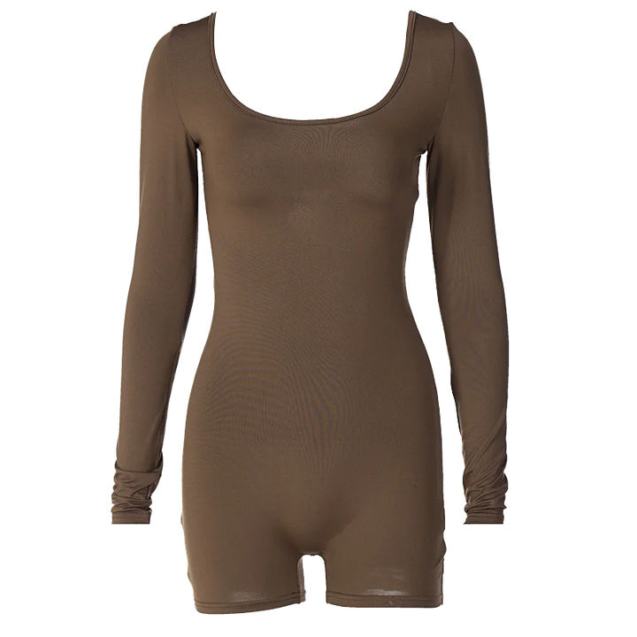 Hugcitar Long Sleeves Backless Solid Lace Up Sexy Slim Skinny Playsuit 2024 Fall Women Fashion Y2K Streetwear Party Club Rompe
