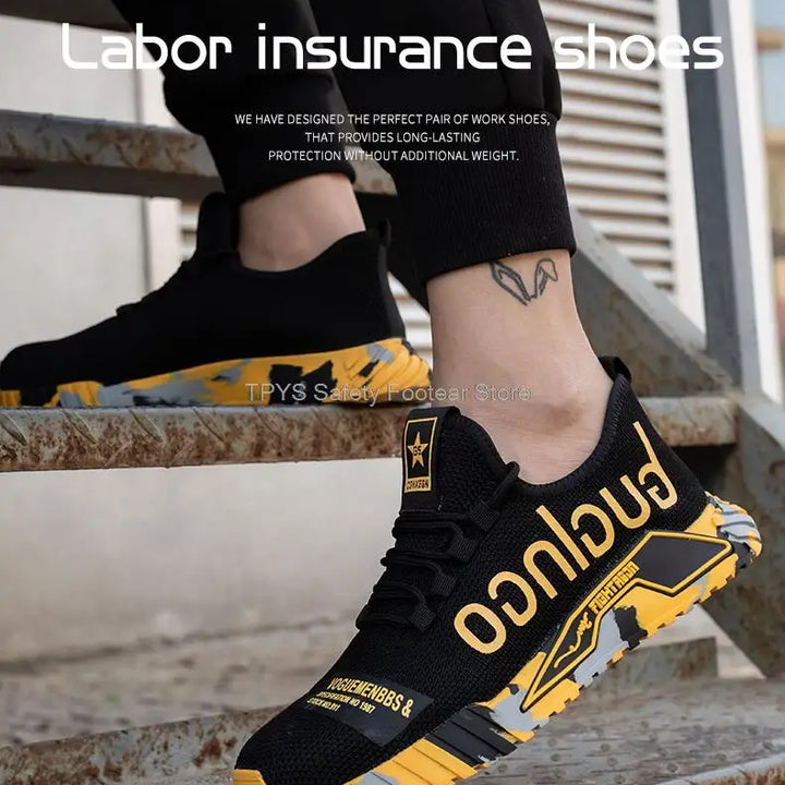 Lightweight Steel Toe Safety Shoes Men Anti-puncture Work Shoes Men Breathable Industrial Shoes Indestructible Work Safety Boots