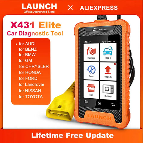 LAUNCH X431 Elite Car Diagnostic Tools Full System Auto OBD OBD2 Scanner Active Test ECU Coding Multilingual Free Update Online