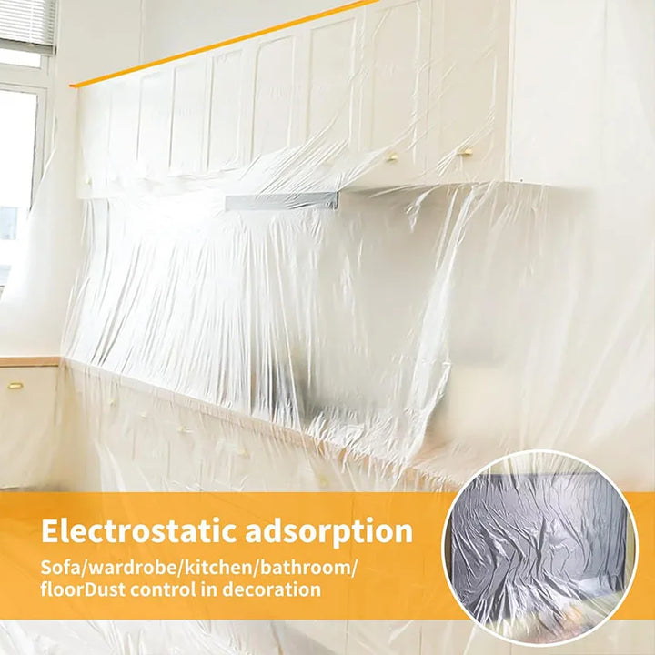 Pre-Taped Masking Film Plastic Painting Drop Cloth Sheeting Roll For Automotive Painting Furniture Dust-proof Protection Cover