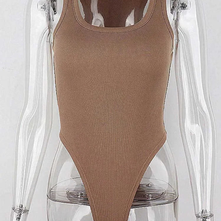 HELIAR Sleeveless Knit Bodysuit Hot Summer Sexy Bodycon Off Shoulder Halter Tops Casual Street Bodice For Women ClubWear