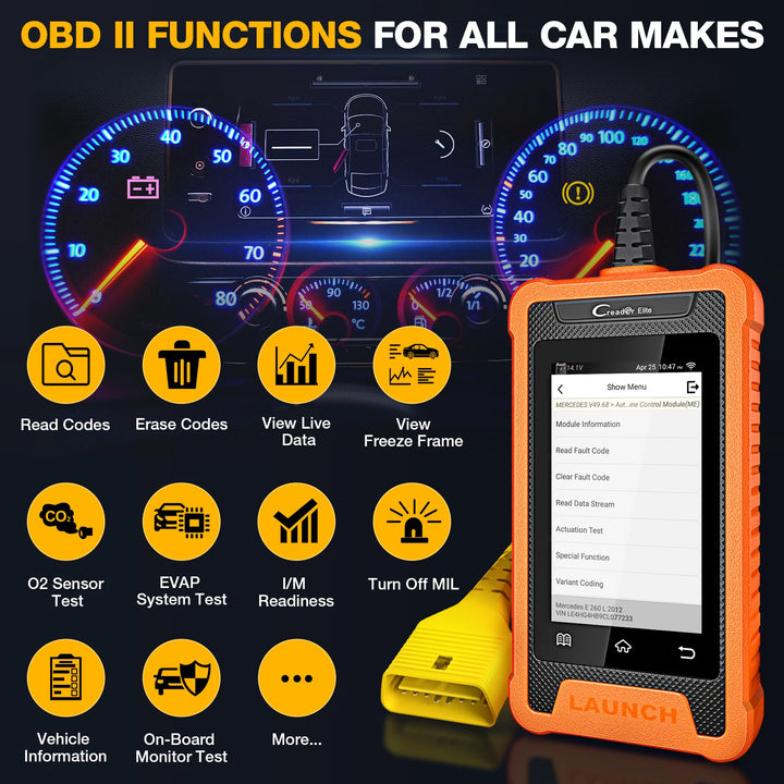 LAUNCH X431 Elite Car Diagnostic Tools Full System Auto OBD OBD2 Scanner Active Test ECU Coding Multilingual Free Update Online