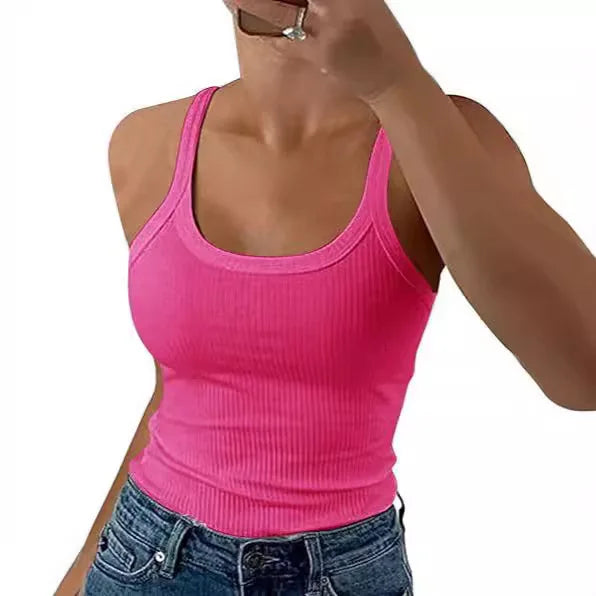 Green Camis O Neck Summer Knit Vest Sleeveless Women Sexy Basic T Shirt White Off Shoulder Ribbed Black Tank Tops Casual Y2K