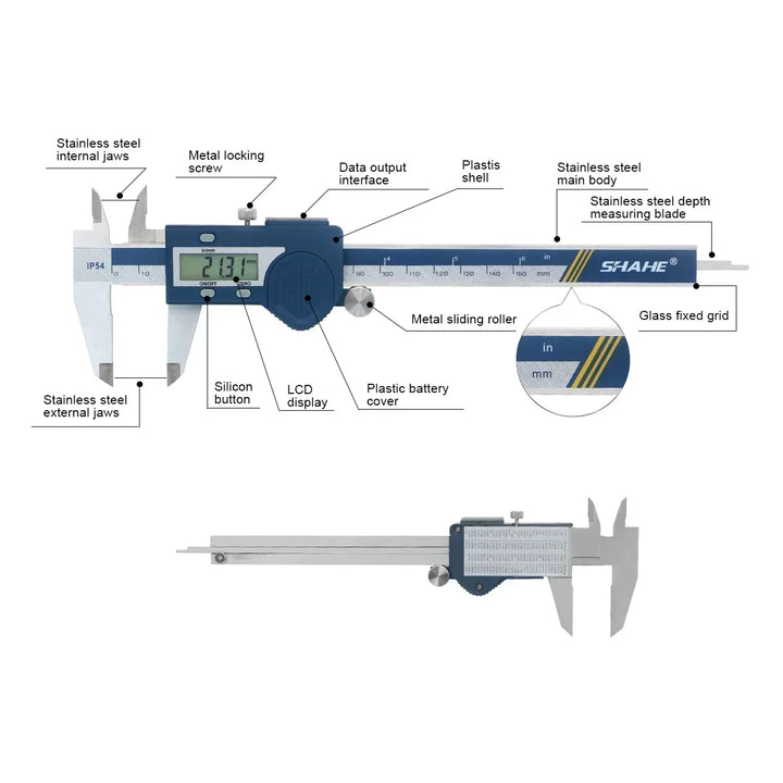 Shahe Digital Caliper 150 mm Electronic Vernier Caliper Micrometer Paquimetro Digital 150 mm Caliper Stainless Steel