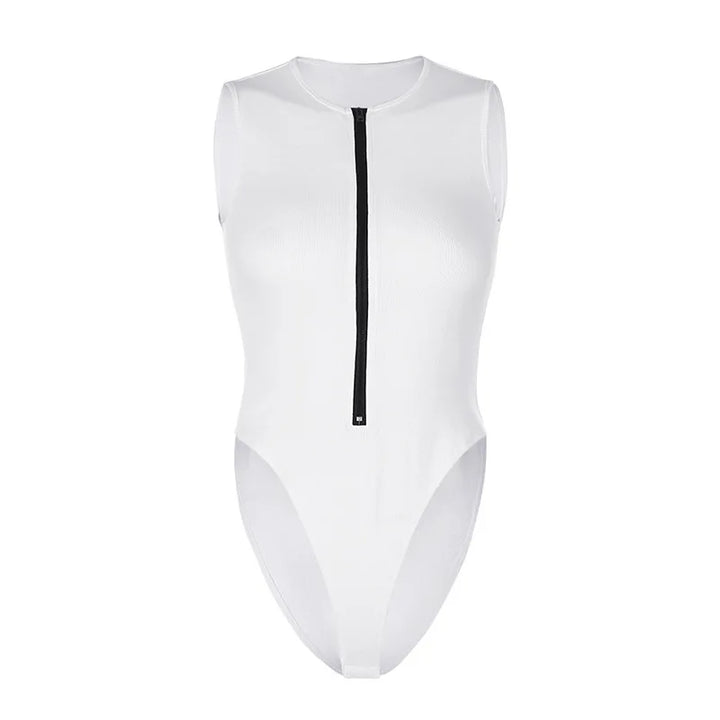Zipper Bodysuit Sexy Bodysuit Women's Fashion Bodycon Body Basic Top Sleeveless Summer Bodysuit Jumpsuit One Piece