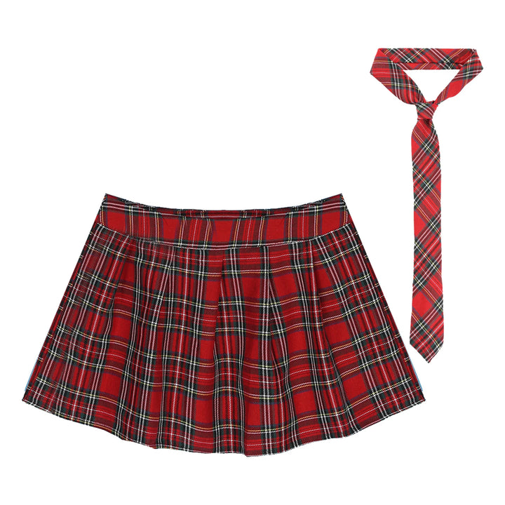 High Waist Plaid Pleated Skirt With Necktie Sexy Club Outfits for Women Summer Party Harajuku E Girl Preppy A-line Mini Skirts