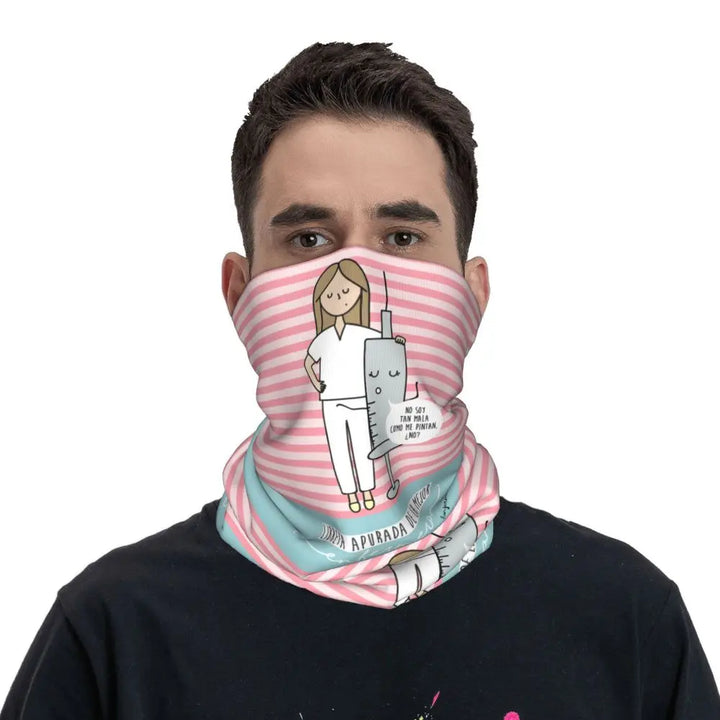 Custom Nursing Pattern Nurse Bandana Neck Gaiter for Ski Cycling Women Men Wrap Scarf Health Care Headband Warmer