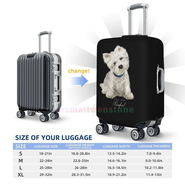 White Terrier Dog Luggage Cover Suitcase Protector Thicken Elasticity Dust Covered Anti-scratch Protective Case 18-32 Inch