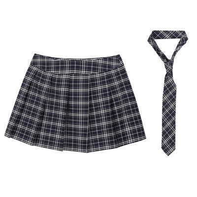 Womens Plaid Pleated Skirts With Necktie Harajuku Mini Japanese Preppy Schoolgirls Uniforms Kawaii Skirts Ladies Cosplay Costume