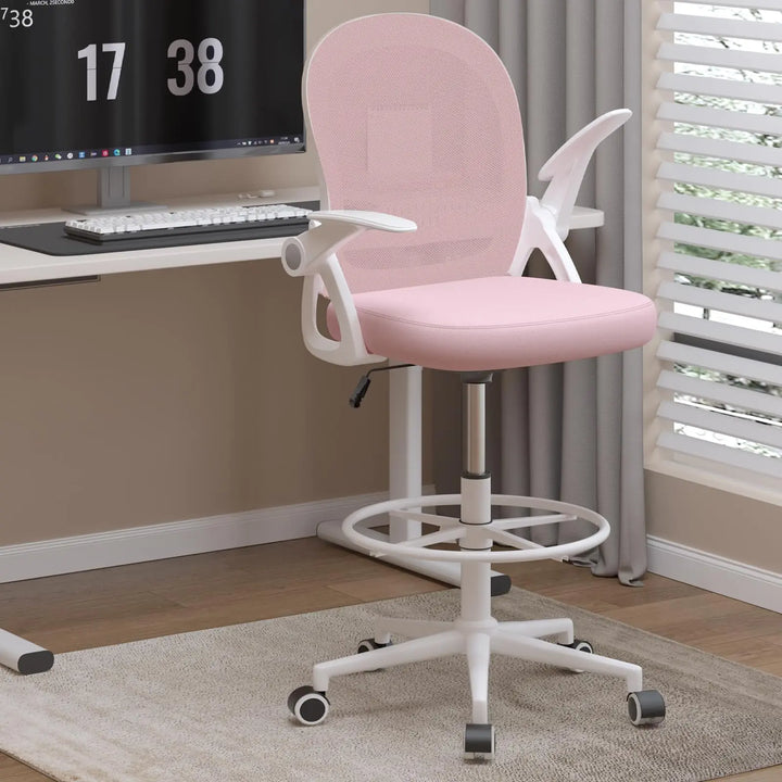 naspaluro Drafting Chair Tall Office Chair Ergonomic Desk Chair Swivel Painting Chair Adjustable Footrest Ring for Office Home