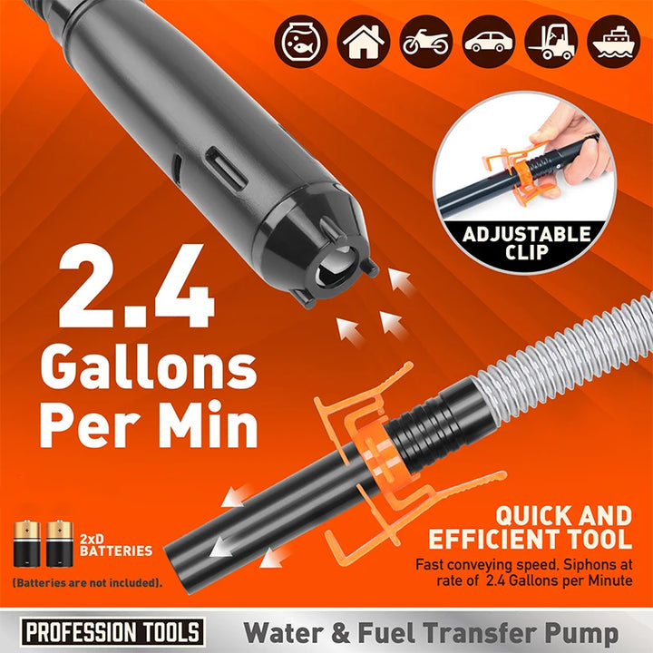 Electric Oil Pump Siphon Liquid Transfer Pump Handheld Pump Battery Operated Water Gas Tools Portable Car Siphon Petrol Fuel