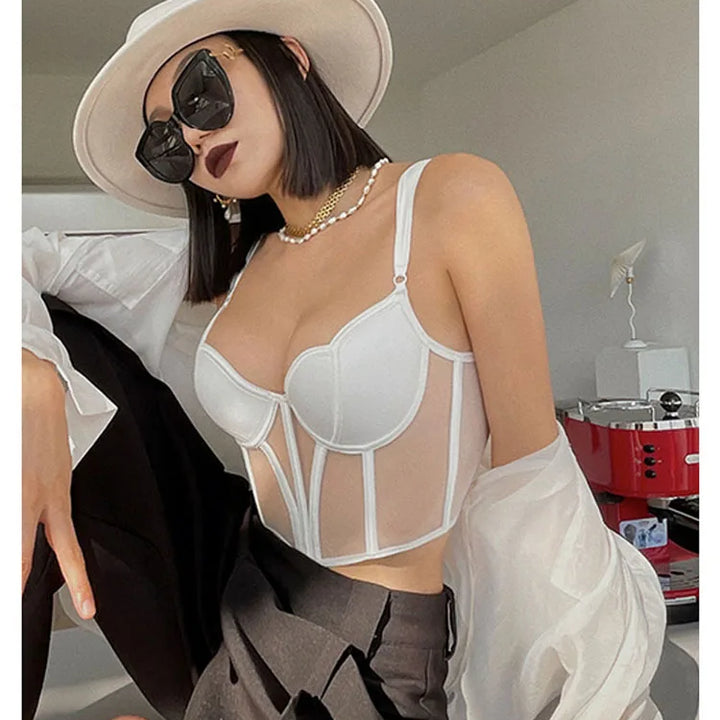 CINOON Women Push UpTransparent Lingerie New Sexy Shaper Bra Thin Beauty Back Underwear Female Fishbone Gauze Bralette