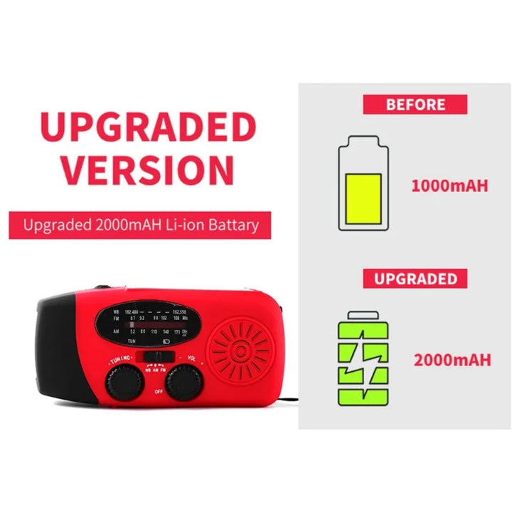 Emergency Hand Crank Radio with LED Flashlight FM AM WB NOAA Weather Radio 600mAh USB Charging Emergency Waterproof Camping