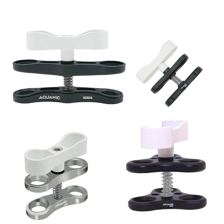 NiteScuba 2 Two Holes Clip Clamp Tripod Butterfly For Ball Head Mount Light Arm Bracket Connector Mount Adapter for Gopro Camera