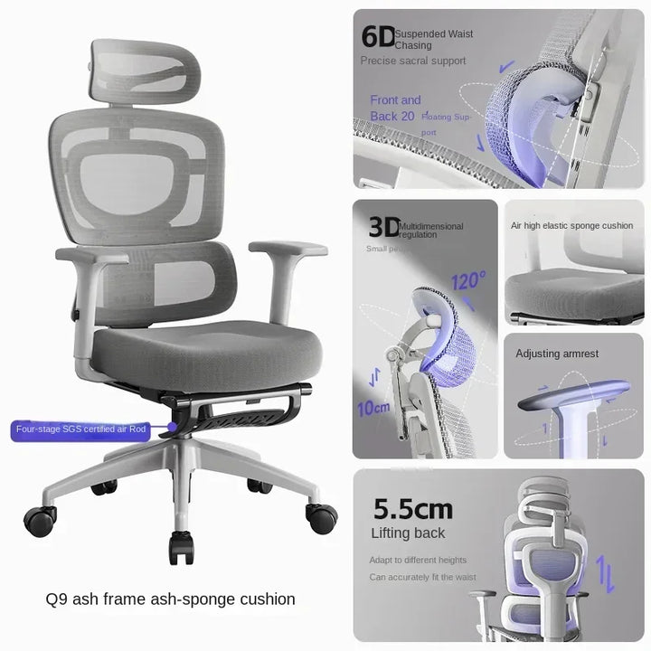 Comfortable Ergonomic Office Chair with Adjustable Height and Lumbar Support for Long Sitting Hours and Gaming