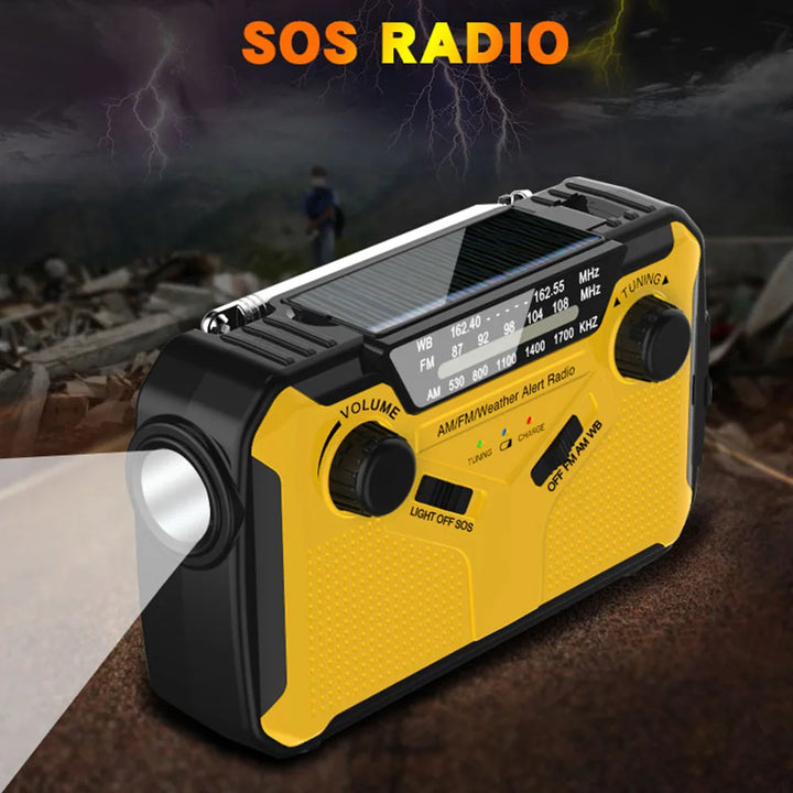 Hot Emergency Radio Solar Hand Crank Radio AM/FM Radio LED Flashlight SOS Alarm Power Bank Speaker Dropshipping Wholesale