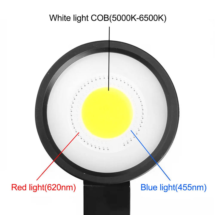 Professional LED Diving Flashlight 18000LM COB Tactical Torch IPX8 Waterproof Glare Video Camera Light White Blue Red Fill Light